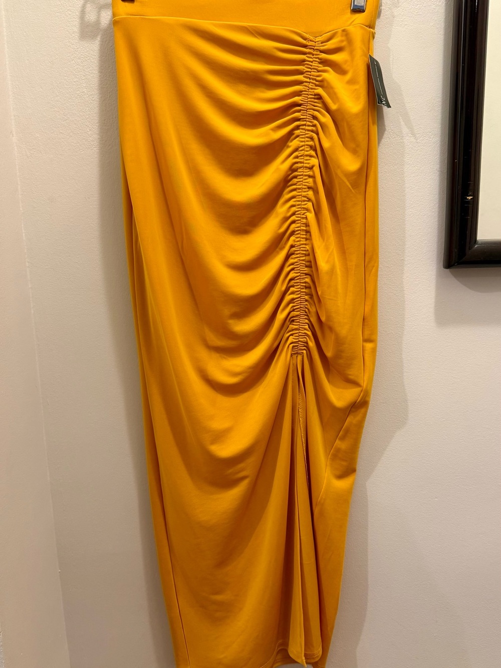 INC International Concepts Ruched Jersey Midi Skirt Roasted Squash XS NWT